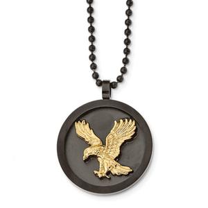 Mens Gentlemen's Classics(tm) Gold IP-Plated Eagle Disk Necklace