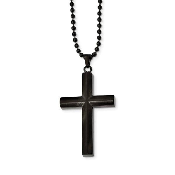 Mens Gentlemen's Classics(tm) Black Plated & Brushed Cross Necklace