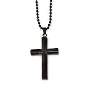 Mens Gentlemen's Classics(tm) Black Plated & Brushed Cross Necklace