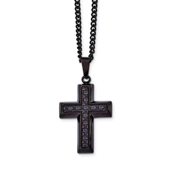 Mens Gentlemen's Classics(tm) Black & Blue Cross Necklace