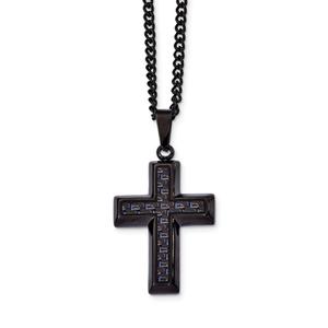 Mens Gentlemen's Classics(tm) Black & Blue Cross Necklace