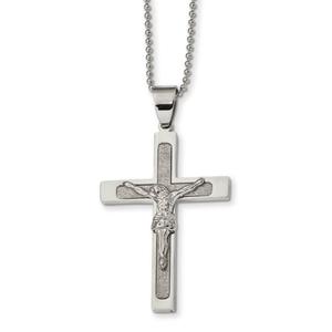 Mens Gentlemens Classics(tm) Polished & Laser Cut Crucifix Necklace