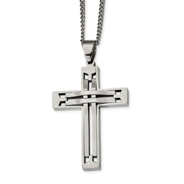 Mens Gentlemens Classics(tm) Stainless Steel Cross Pendant Necklace