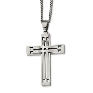 Mens Gentlemens Classics(tm) Stainless Steel Cross Pendant Necklace