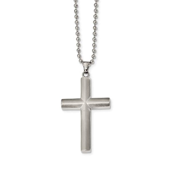 Mens Gentlemen's Classics(tm) Classic Brushed Steel Cross Necklace