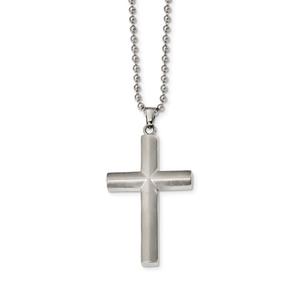 Mens Gentlemen's Classics(tm) Classic Brushed Steel Cross Necklace