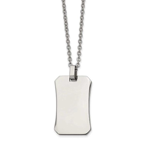 Mens Gentlemen's Classics(tm) Steel Curved Dog Tag Necklace