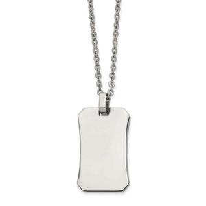 Mens Gentlemen's Classics(tm) Steel Curved Dog Tag Necklace