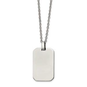 Mens Gentlemen's Classics(tm) Steel Rectangle Dog Tag Necklace
