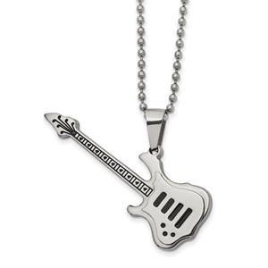 Mens Gentlemen's Classics(tm) Polished Enamel Guitar Necklace
