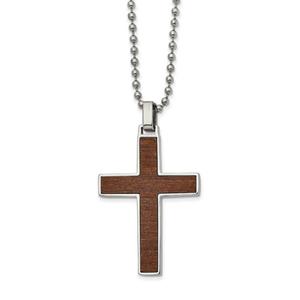 Mens Gentlemen's Classics(tm) Reversible Wood Inlay Cross Necklace