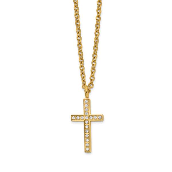 Mens Gentlemen's Classics(tm) Yellow IP-Plated Cross Necklace