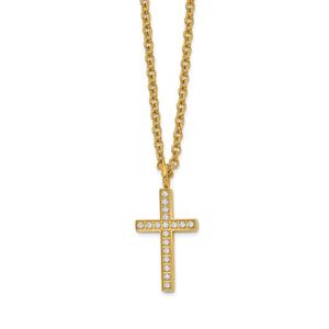 Mens Gentlemen's Classics(tm) Yellow IP-Plated Cross Necklace