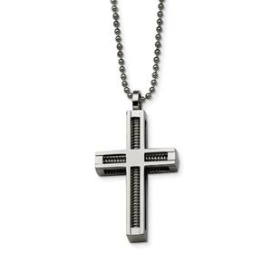 Mens Gentlemen's Classics(tm) Polished Steel Cross Necklace