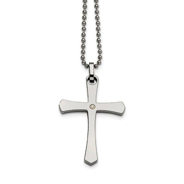 Mens Gentlemen's Classics(tm) 14kt. Accent & Diamond Cross Necklace