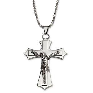 Mens Gentlemen's Classics(tm) Polished Steel Crucifix Necklace