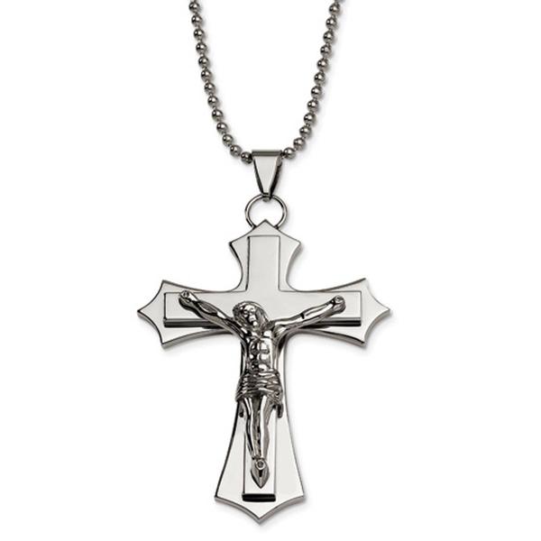 Mens Gentlemen's Classics(tm) Polished Steel Crucifix Necklace