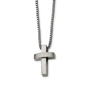 Mens Gentlemen's Classics(tm) Stainless Steel Brushed Cross Necklace