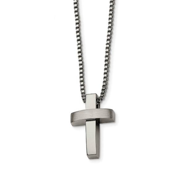 Mens Gentlemen's Classics(tm) Stainless Steel Brushed Cross Necklace