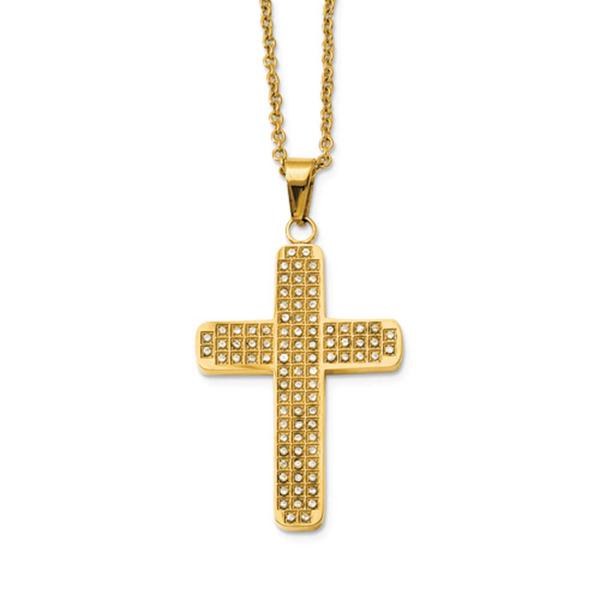 Mens Gentlemen's Classics(tm) Yellow Plated & CZ Center Cross Neckla