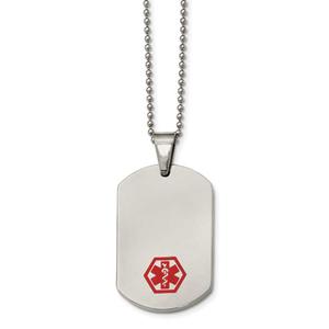Mens Gentlemen's Classics(tm) Steel & Red Enamel Medical Necklace