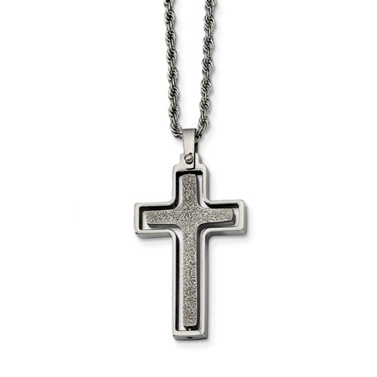 Mens Gentlemen's Classics(tm) Polished & Laser Cut Cross Necklace