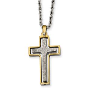 Mens Gentlemens Classics(tm) Yellow IP-Plated Cross Necklace