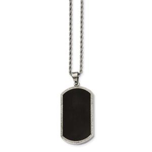 Mens Gentlemen's Classics(tm) Black Laser Cut Dog Tag Necklace