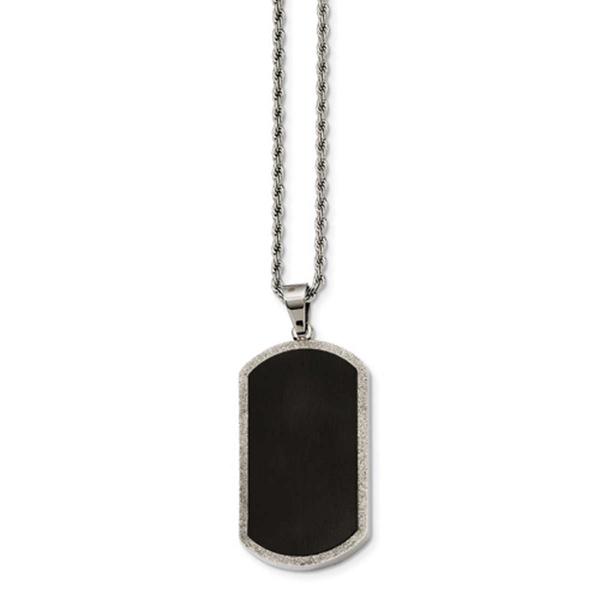Mens Gentlemen's Classics(tm) Black Laser Cut Dog Tag Necklace