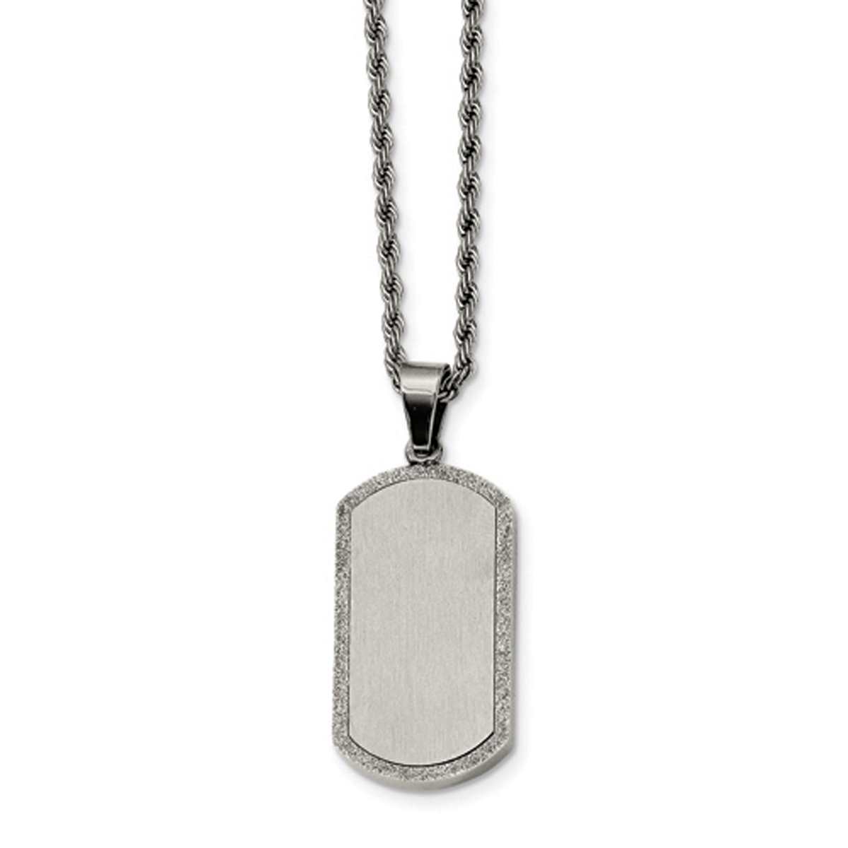 Mens Gentlemen's Classics(tm) Silver Laser Cut Dog Tag Necklace