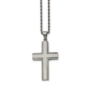 Mens Gentlemens Classics(tm) Laser Cut Edge Cross Necklace