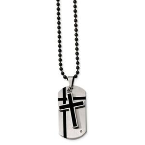 Mens Gentlemen's Classics(tm) 2pc. Black Dog Tag & Cross Necklace