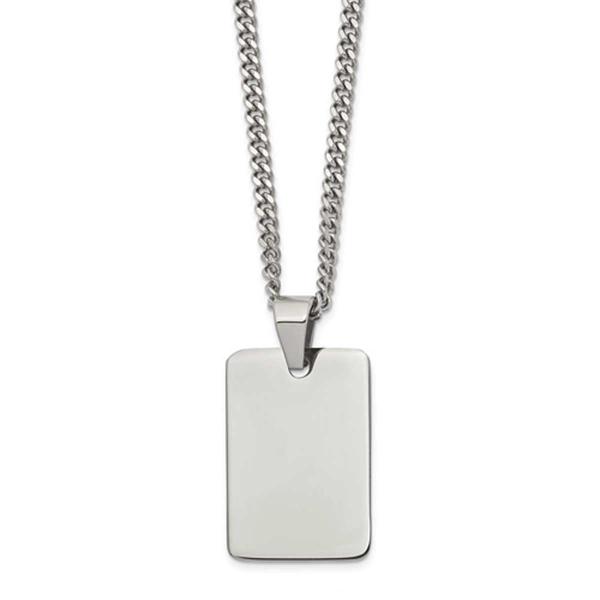 Mens Gentlemen's Classics(tm) Polished Steel Dog Tag Necklace