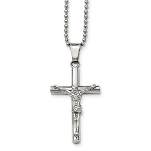Mens Gentlemen's Classics(tm) Polished Steel Crucifix Cross Necklace