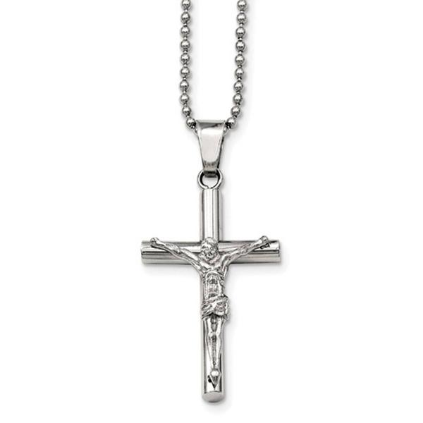 Mens Gentlemen's Classics(tm) Polished Steel Crucifix Cross Necklace
