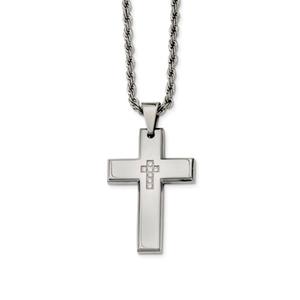 Mens Gentlemens Classics(tm) CZ Accented Cross Necklace