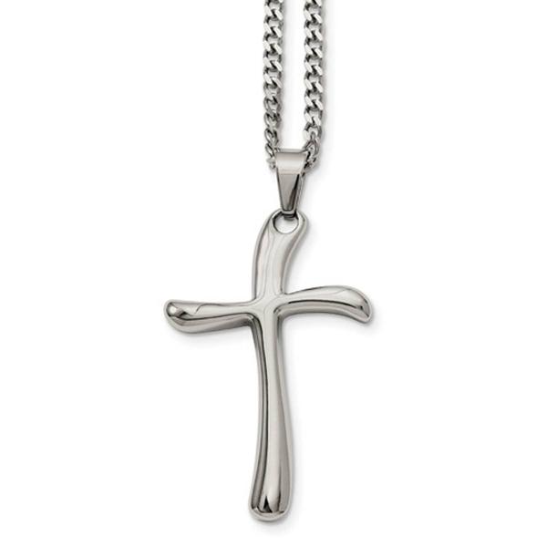 Mens Gentlemens Classics(tm) Polished Steel Cross Necklace