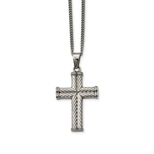 Mens Gentlemens Classics(tm) Textured Steel Fancy Cross Necklace