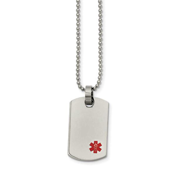 Mens Gentlemen's Classics(tm) Small Dog Tag Medical Pendant Necklace