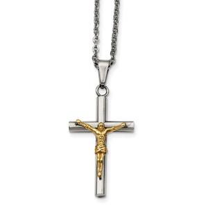 Mens Gentlemens Classics(tm) Yellow Plated Crucifix Necklace