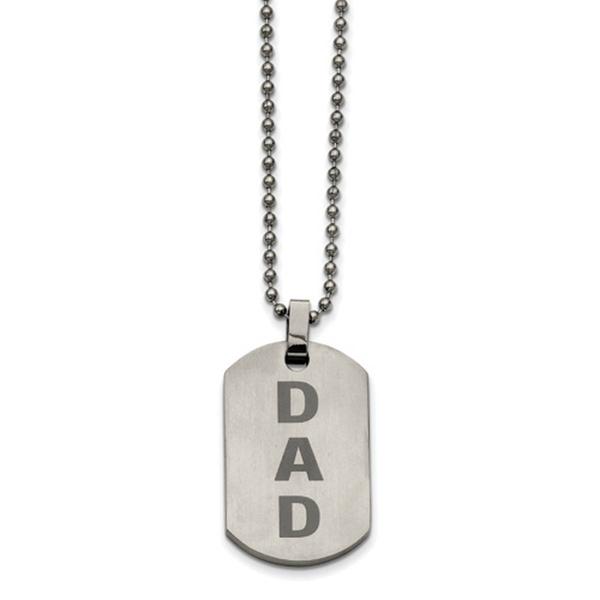 Mens Gentlemen's Classics(tm) Laser Etched Dad Dog Tag Necklace