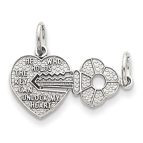 Gold Classics(tm) 14kt. White Gold Key/Heart Pendants