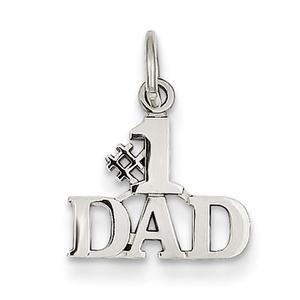 Mens Gold Classics(tm) 14kt. White Gold #1 Dad Pendant