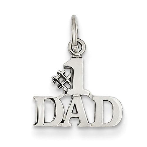 Mens Gold Classics(tm) 14kt. White Gold #1 Dad Pendant