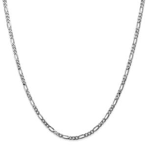 Unisex Gold Classics(tm) 3.0mm.14kt. White Gold Flat Figaro Necklace