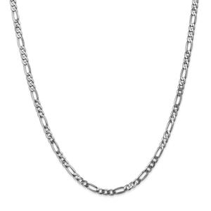 Mens Gold Classics(tm) 4.0mm. 14kt. White Gold Flat Figaro Necklace
