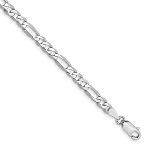 Mens Gold Classics(tm) 4.0mm. 14kt. White Gold Flat Figaro Necklace alternate view