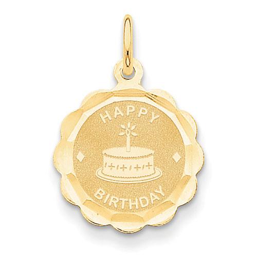 Gold Classics(tm) Polished Satin Happy Birthday Charm