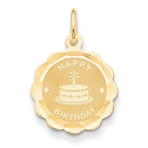 Gold Classics(tm) Polished Satin Happy Birthday Charm