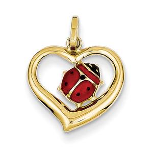 Gold Classics(tm) 14kt. Gold Ladybug in a Heart Charm